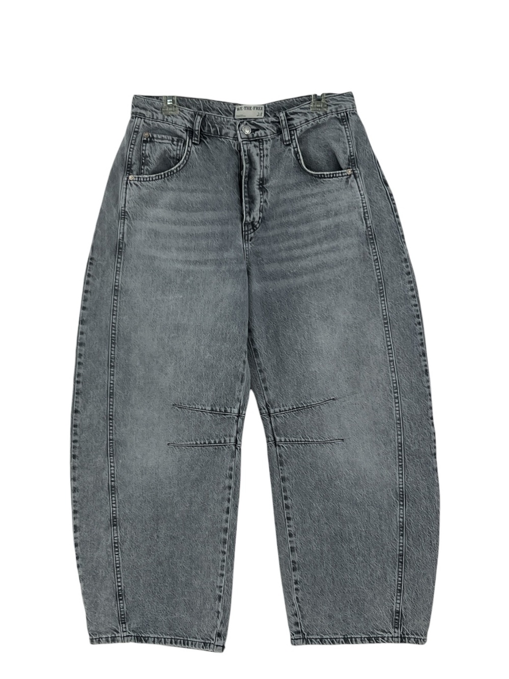 We The Free Good Luck Mid Rise Barrel Jeans in Falcon Grey